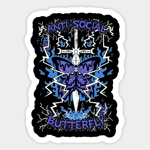 Anti-Social Butterfly (purple) Sticker by Angelbeast